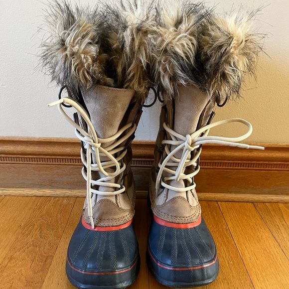 Sorel Joan of Arctic Brown Leather Winter Boots Lace Up Mid Calf Womens Size 8 - Picture 5 of 6